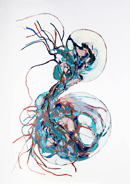 Edin Bajric Wurzel, Keim, Innereien (Root, germ, intestines) painting pastels on cardboard each 70 x 100 cm